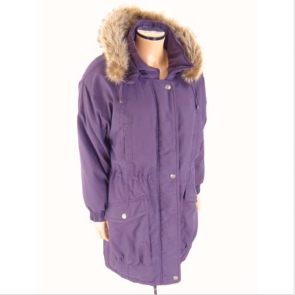 Bernardo Jackets & Blazers - BERNARDO down coat fur trim women’s purple parka S